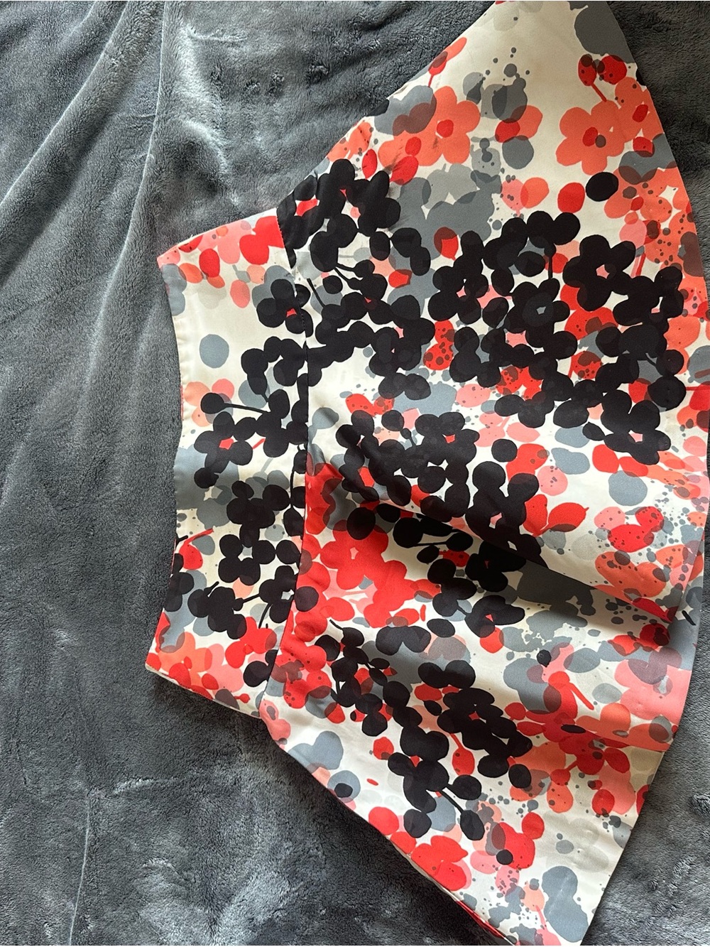 Valentino Red, Black & Gray Floral Circle Skirt